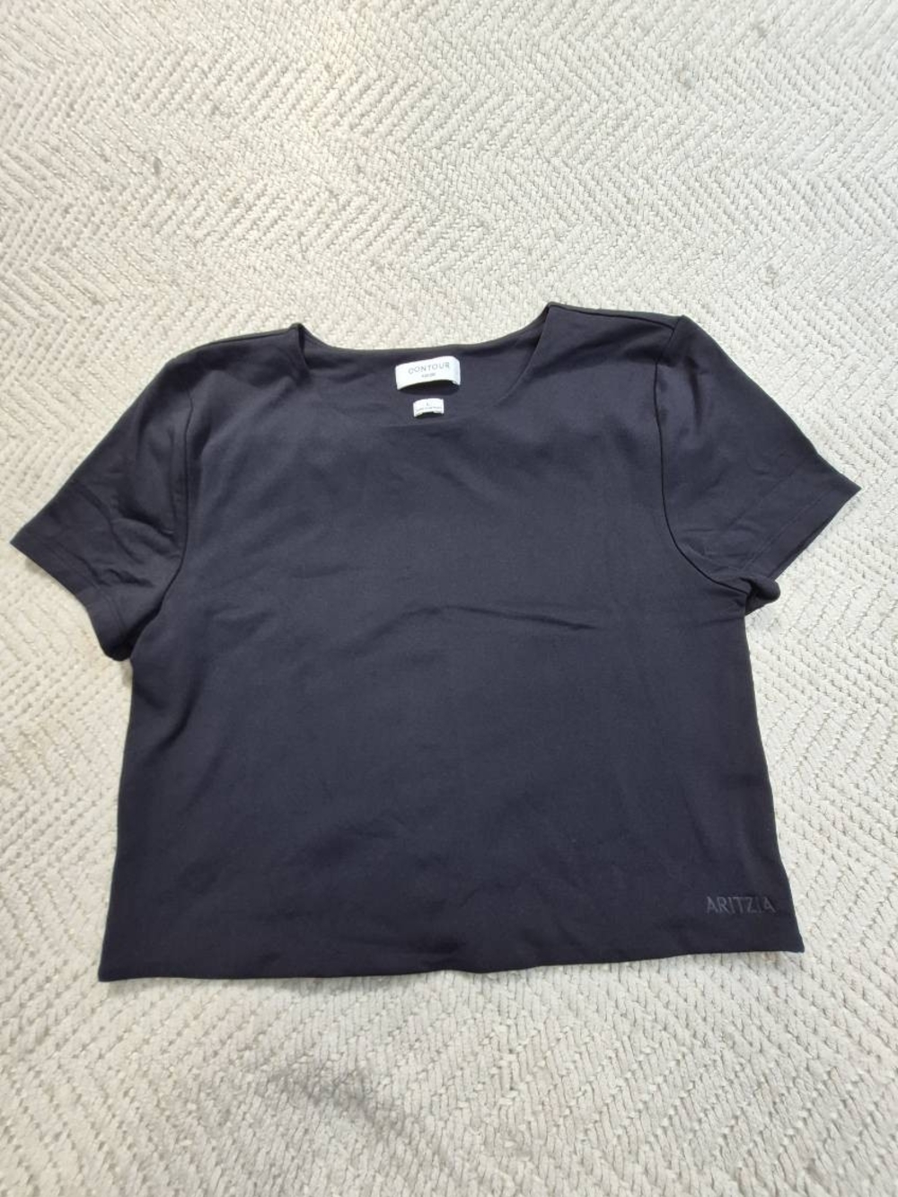 Aritzia Contour Original Crew Cropped T-Shirt in black
